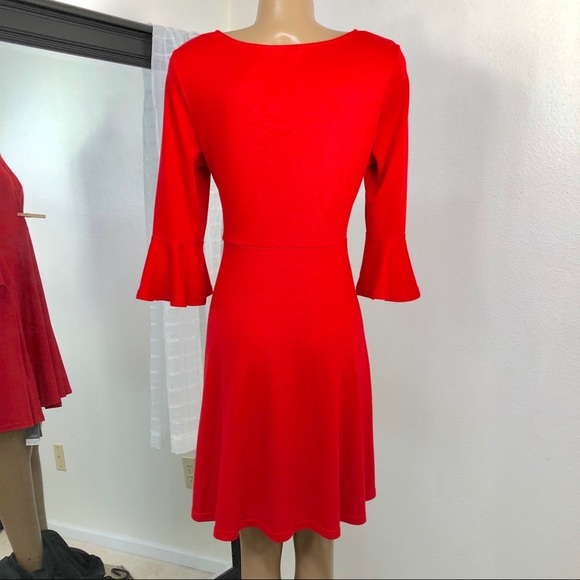 Talever RED Trumpet Sleeve Dress NWT - Picture 4 of 9